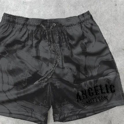 Angelic Motion Black Graphic Shorts